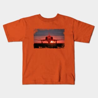 Military Fighter Jet Sunset Kids T-Shirt